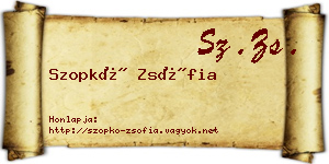 Szopkó Zsófia névjegykártya